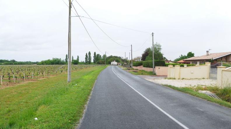 Les pavillons s'alignent au fil de la route, face aux vignes, sans s'adapter ou tirer parti de cette confrontation - Lesparre-Médoc