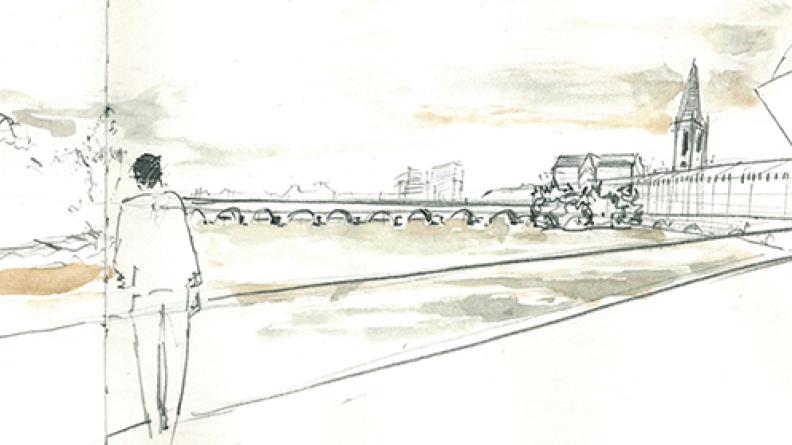 Atlas des paysages - dessin Les quais de Bordeaux