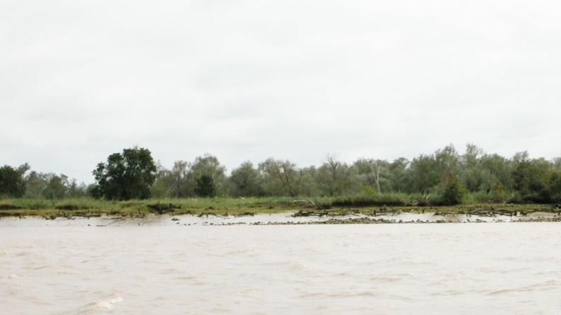 La surface de l'Île Nouvelle se réduit progressivement sur sa rive droite
