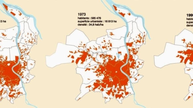 Croissance urbaine de l'agglomération bordelaise entre 1950 et 1999