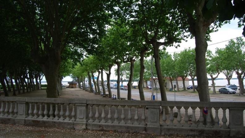 Le mail planté du port met en scène l'embarcadère du bac - Blaye