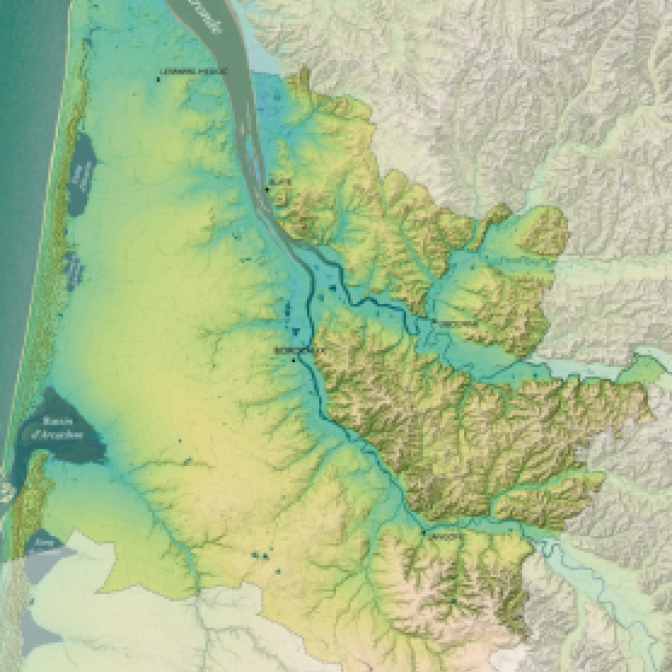 Carte reliefs gironde