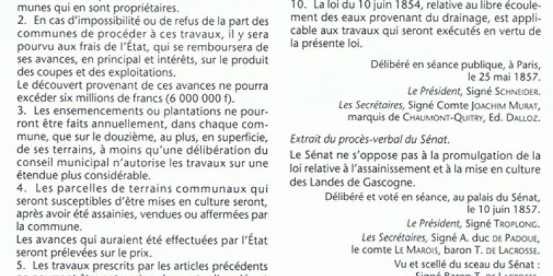 La loi du 19 juin 1857 relative à l'enrésinement des vacants 