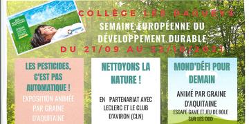 Semaine européenne du Développement Durable au collège les Dagueys