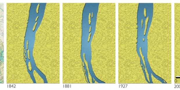 Évolution des îles de l'estuaire 