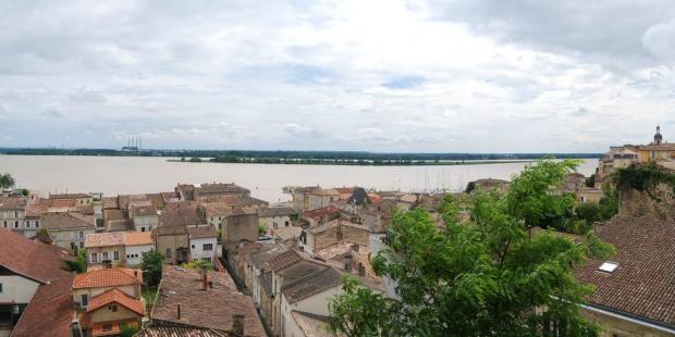Au milieu du cours de la Dordogne, l'Île d'Ambès s'étire face à Bourg