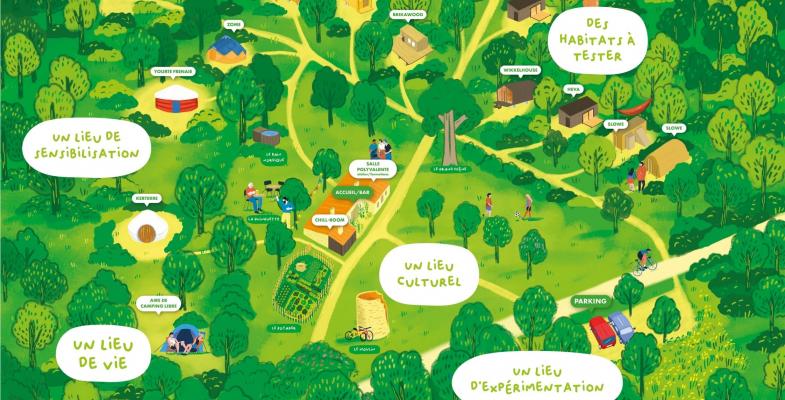 Carte de l'éco-lieu de l'association EH!CO à Listrac-Médoc